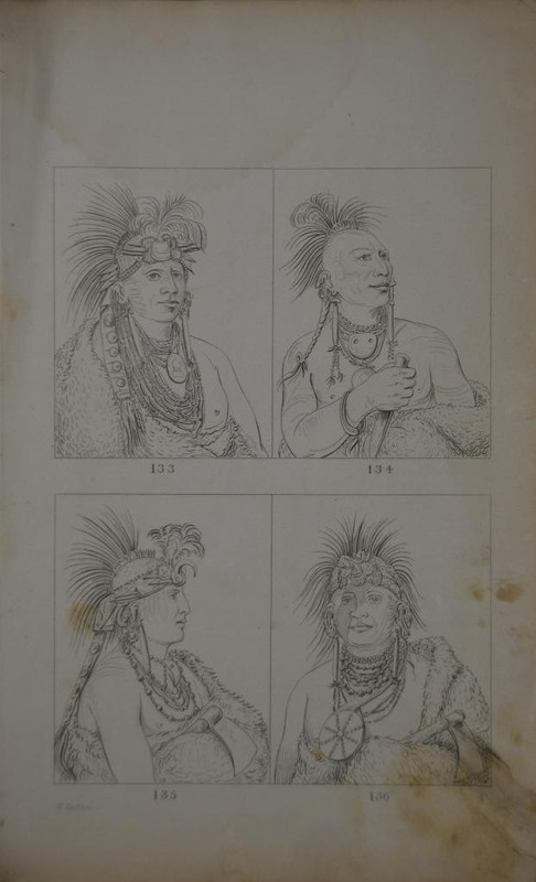 Antique 1840’s Native American Engraving Art Osage Nation Portraits W/ Names