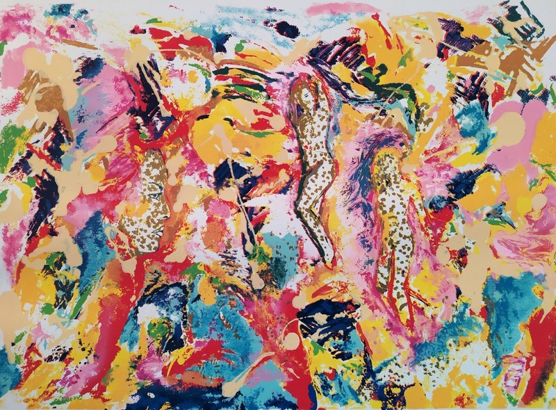 Original Modern Abstract Limited Coloured Litography Print on Paper signed