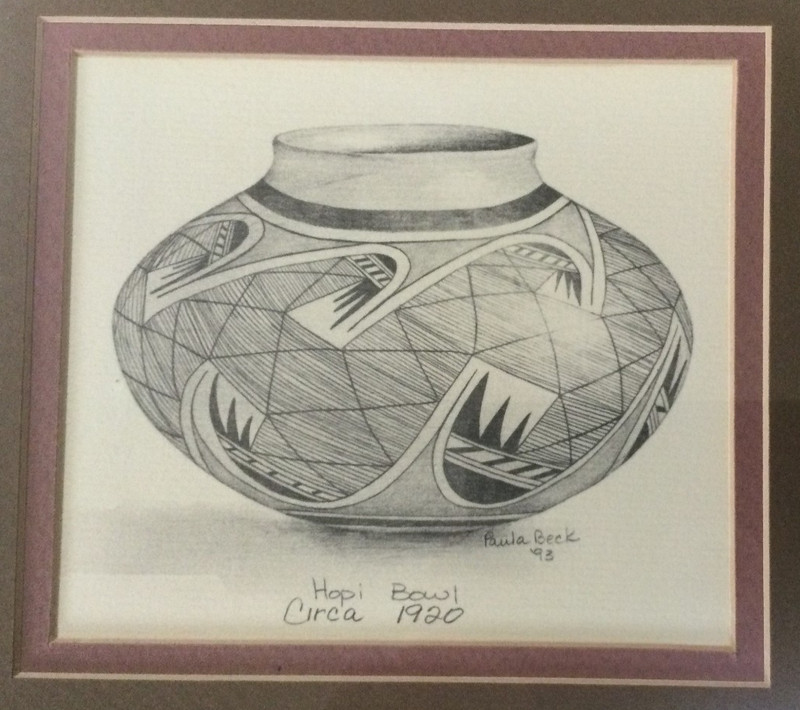 Vintage Art Print American Indian Pottery Lot Of 2 Framed - 1 Signed Paula Beck gallery