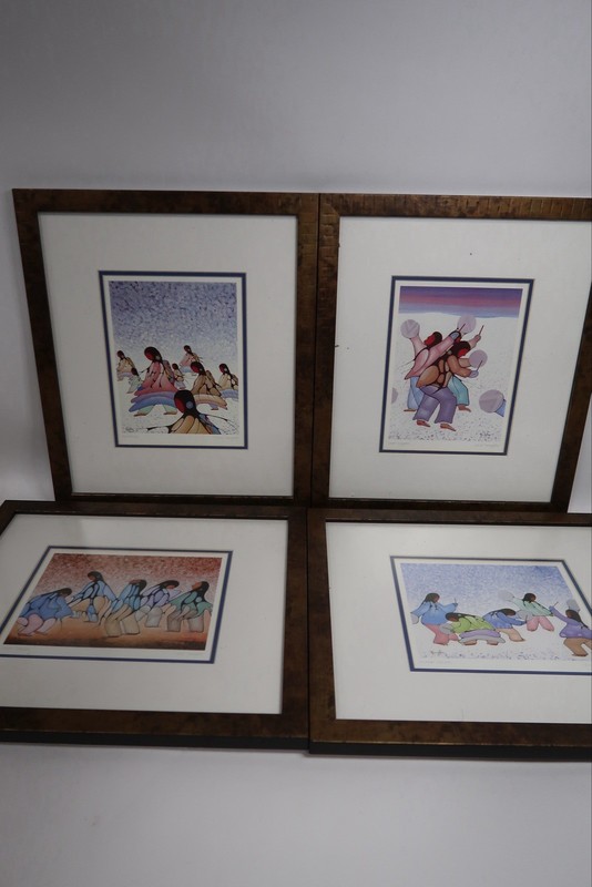 4 Cecil Youngfox Framed Prints Indigenous Canadian Art Signed Ojibway Metis C5