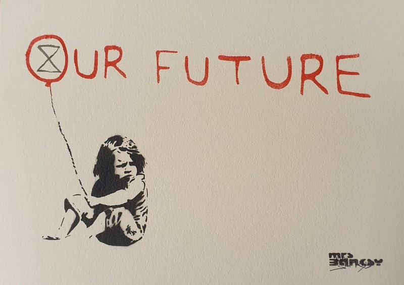 Our Future By Mrs Banksy 21cm x 29.7cm Signed Spray print on 300gsm Langton card