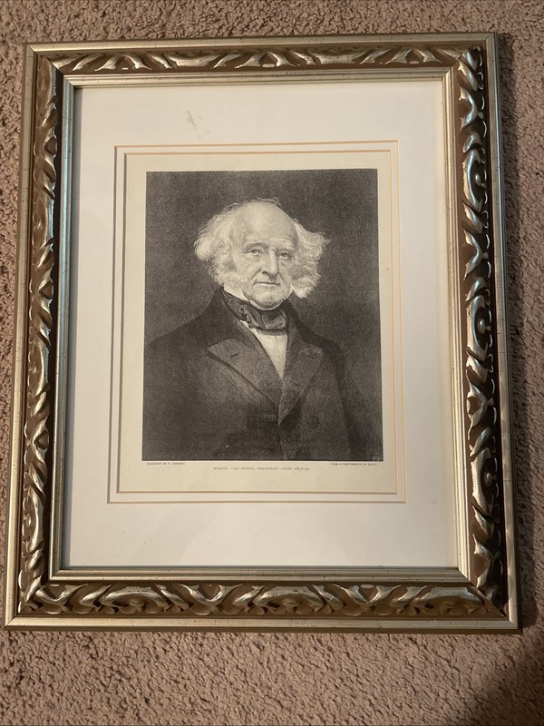 Antique Framed Print 1876 Martin Van Buren President From 1837-1841
