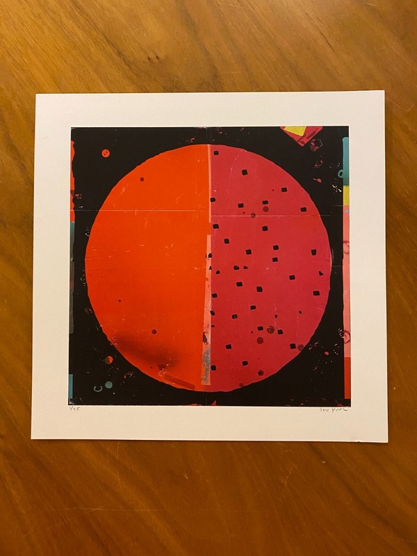 Orange Red 10″ x 10″ Signed Numbered Art Print Abstract Circle Shape Colors Dots