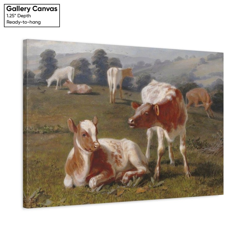 Briton Riviere Calves in a Meadow Print – Extra Large Farmhouse Wall Art