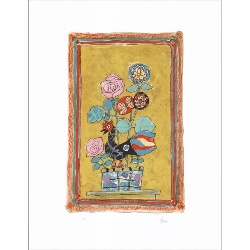 AIZPIRI Paul – Original Lithograph «The Bouquet of Flowers» 65x50cm