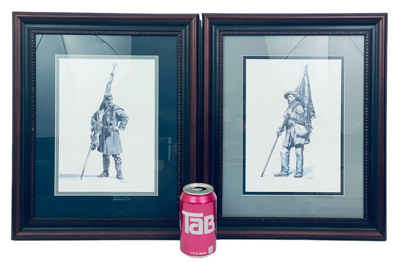 Don Troniani Framed Pair Civil War Prints Confederate Union Soldiers Blue Gray