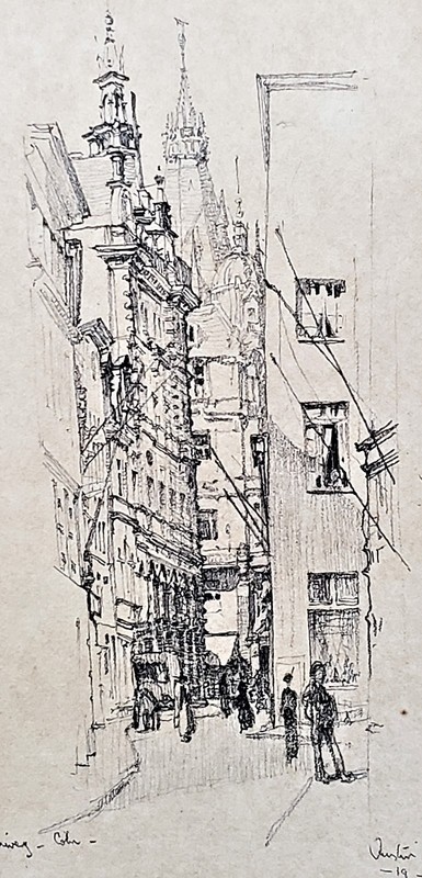 ROBERT AUSTIN Original Graphite Drawing PENCIL SIGNED Dated 1919 Germany FRAMED