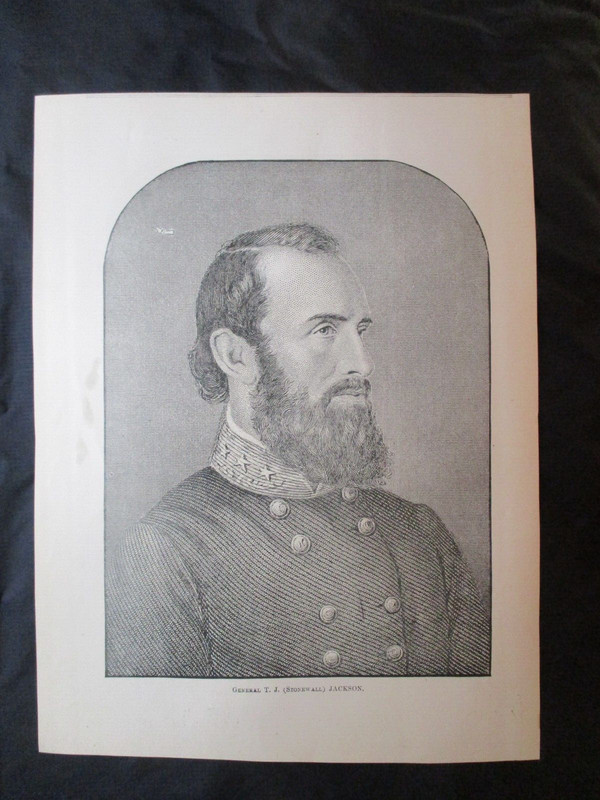1898 Civil War Print - Confederate General Thomas Jonathan "Stonewall" Jackson