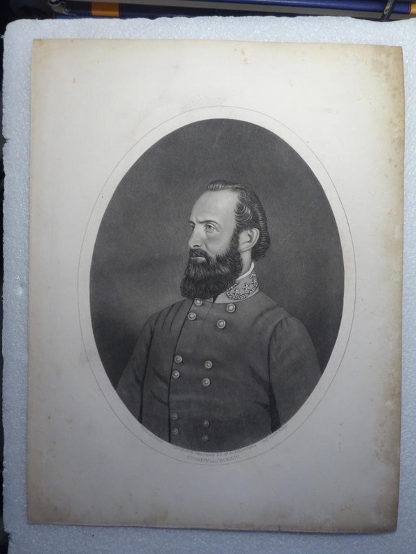 ANTIQUE RARE CONFEDERATE GENERAL STONEWALL JACKSON ENGRAVING BY A. B. WALTER VG