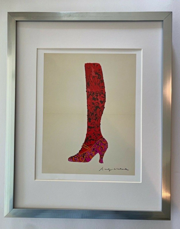 ANDY WARHOL | BOOT SIGNED VINTAGE PRINT MATTED AND FRAMED