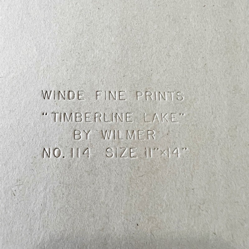 Winde Art Timberline Lake Lithograph 11 X 14 NY Mountain Lake Landscape Wilmer gallery
