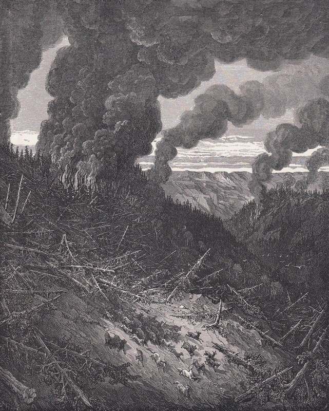 1870 GUSTAVE DORE Print - "The Fire in the Forest" - 8.5 x 12.8 Inches gallery