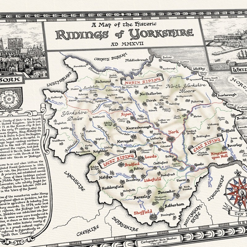 The Yorkshire Map - Fine Art Prints by Manuscript Maps