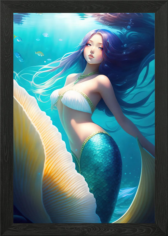 Mermaid beauty game Framed Wall Art Poster Canvas Print Picture