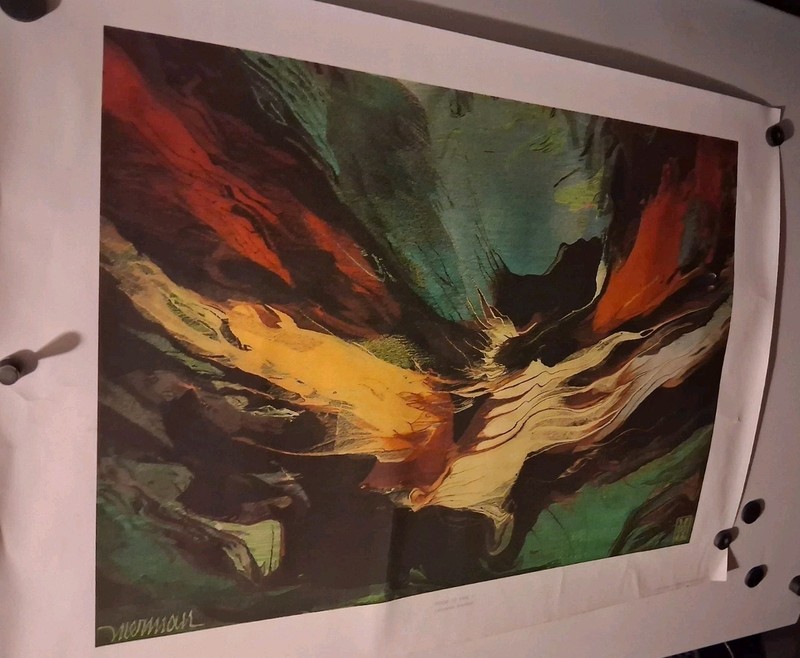 Vintage Leonardo Nierman Poem To Fire 1 Abstract Lithograph Print Thick Paper