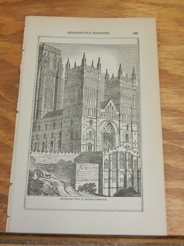 1873 Antique Print///NORTHWEST VIEW OF DURHAM CATHEDRAL