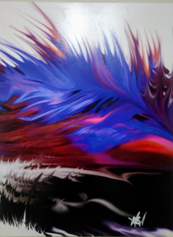 Signed Abstract Digital Painting On Canvas by HEW 30×40×1.5 inch