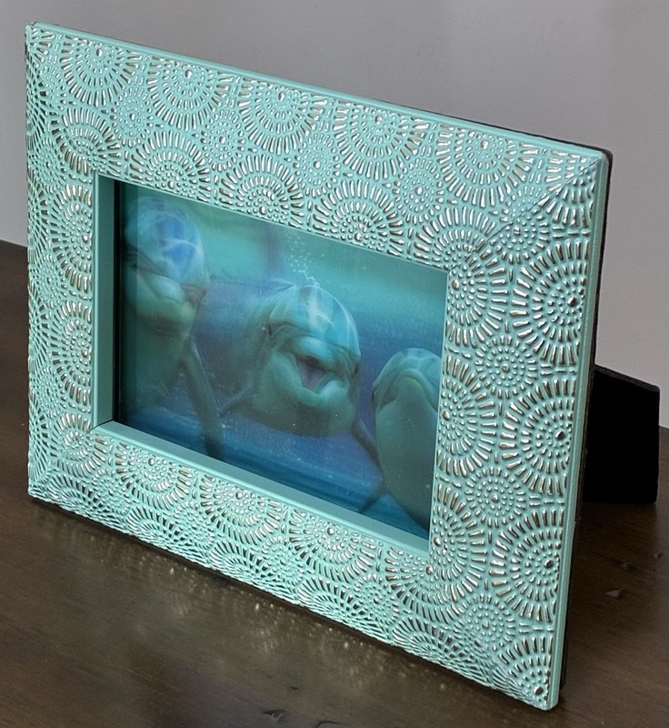 Vintage 3D Lenticular Dolphin Art Frame Flip Nicklin Royce B. McClure Mint Green
