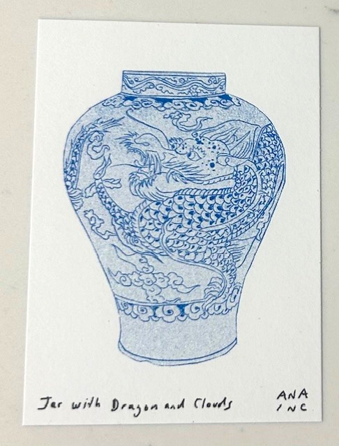 New LACMA CUSTOM Anastasia Inciardi «Jar With Dragon And Clouds » Mini Print