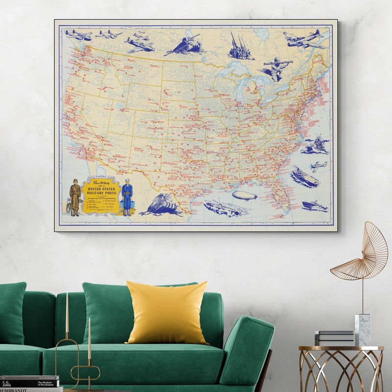 1944 U.S. Military Posts Map – WWII Bases, Forts & Training Sites Nationwide
