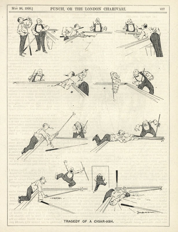 POOL (Game) CARTOON HUMOR – British Punch Magazine – Vintage 1920 BY FOUGASSE