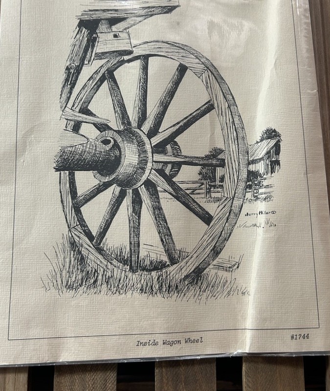 RARE FIND Yesteryear Art “Inside Wagon Wheel “8X10 Original Print #1744 Print 75 gallery
