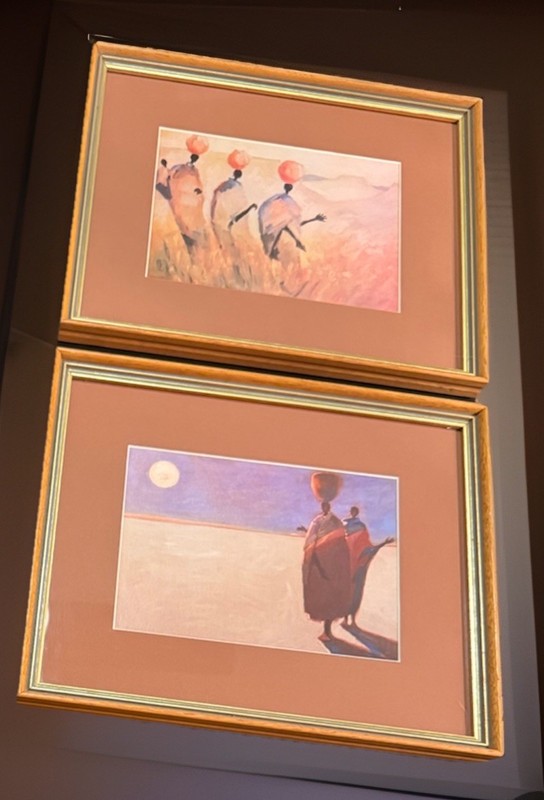 Watercolor Print No. 25 & 36 by Tony Hudson, Africa Pro. Matted/Framed Set of 2