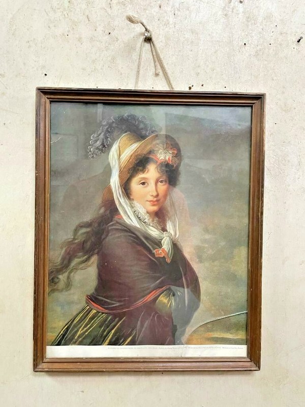 OLD VINTAGE RARE ELISABETH LOUISE VIGGE LE BRUN PRINT WITH WOODEN & GLASS FRAME
