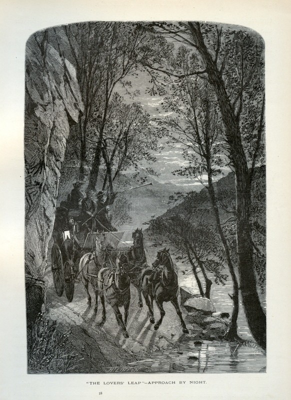 Lovers’ Leap by Night, Antique 1872 Appalachian Mountain Scene, Fenn