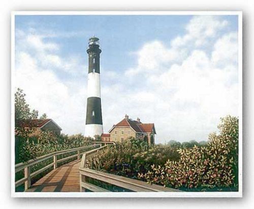 LIGHTHOUSE ART PRINT West Channel Lighthouse Daniel Pollera 22.63×28.5