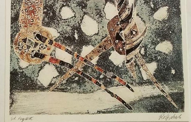 Rolf Nesch " The Dance " Mounted off-set Lithograph 1973 PlateSigned gallery