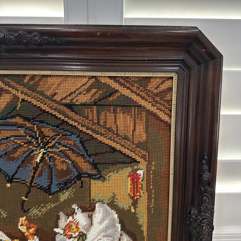 The Poor Poet Carl Spitzweg Needlepoint Art Beautiful Framed Vintage gallery