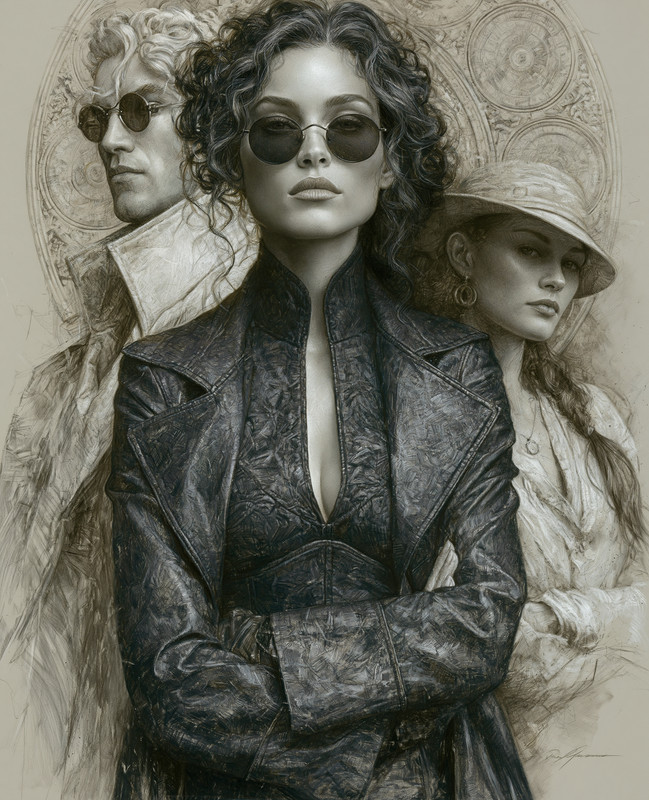 8x10 Sunglasses Woman With Ghostly Fashion Figures Art Print - 334597521