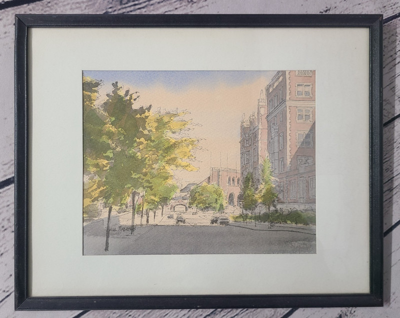 Vintage 1960s Paul Andrews Foster Gray Art Watercolor Print Urban Street Scene