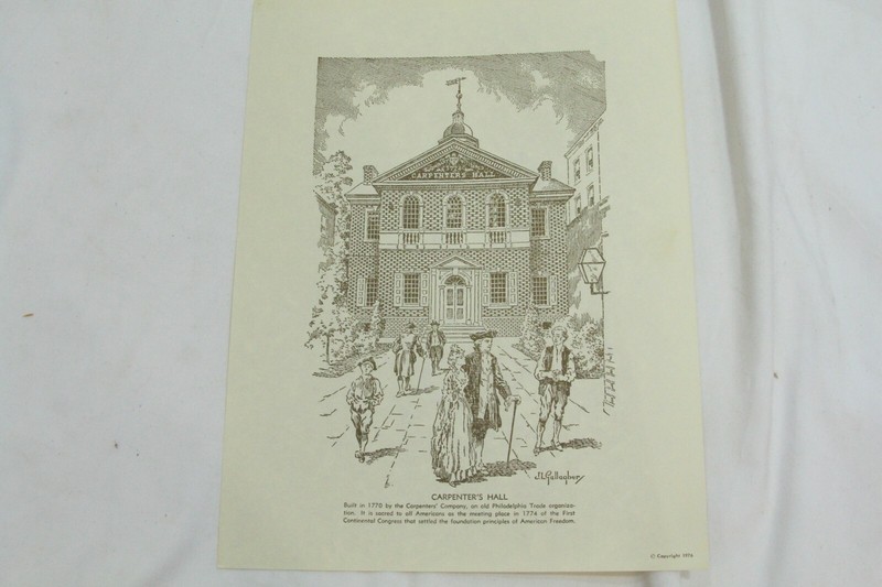 7 Historic Philadelphia Drawings J L Gallapher 9" x 12" Church Independence Hall gallery
