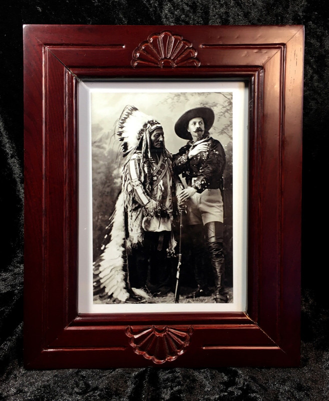Buffalo Bill & Sitting Bull American Cowboy Indian Western Wood Framed Art Print