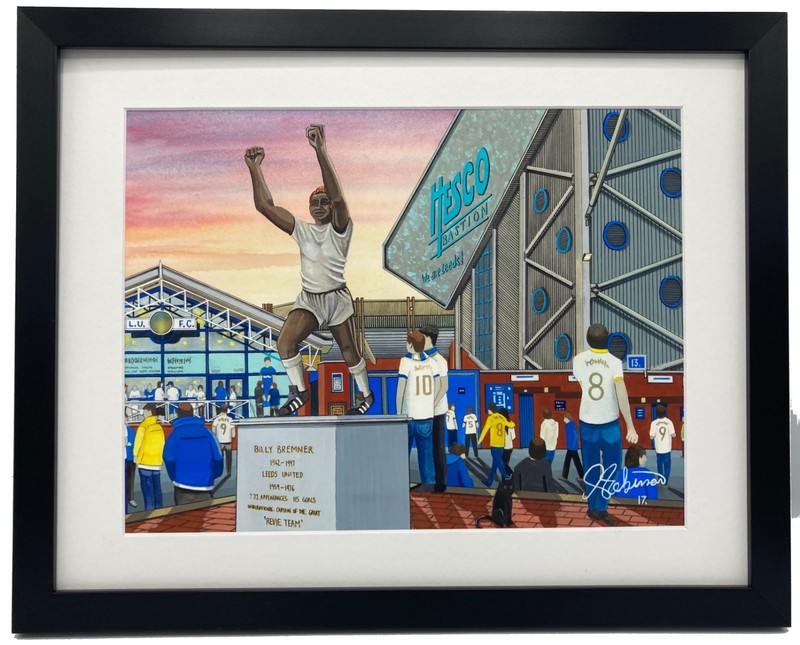 Leeds, Elland Rd. Framed United Utd Football Club FC Art Print. 14″ x 11″ Frame