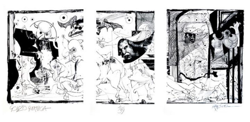 Ralph Steadman Gonzo Guernica Triptych. 2012. Signed 3/59 Perfect New Condition