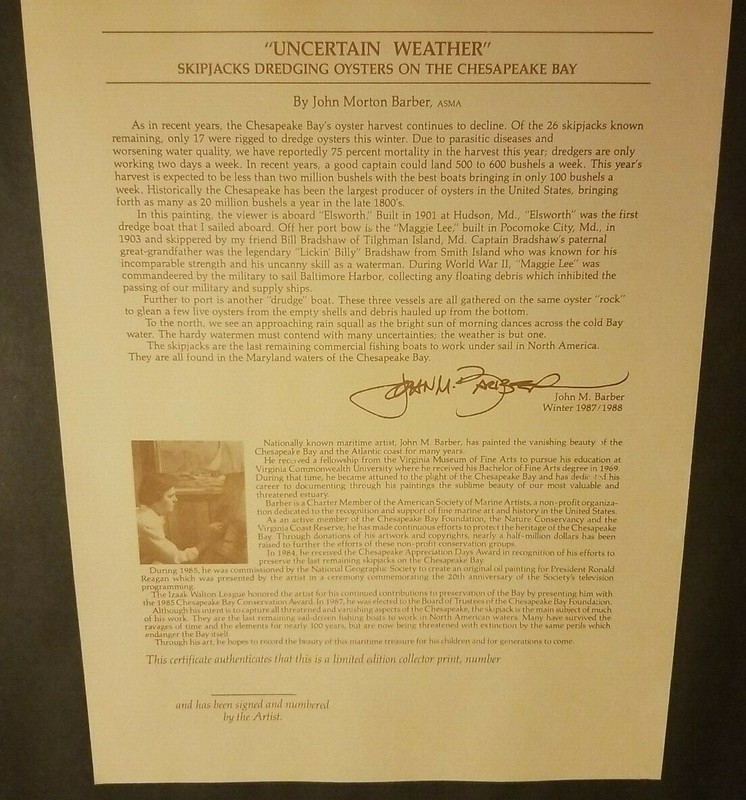 John M. Barber "Uncertain Weather" Limited, Numbered Edition Print, Free Shippin gallery