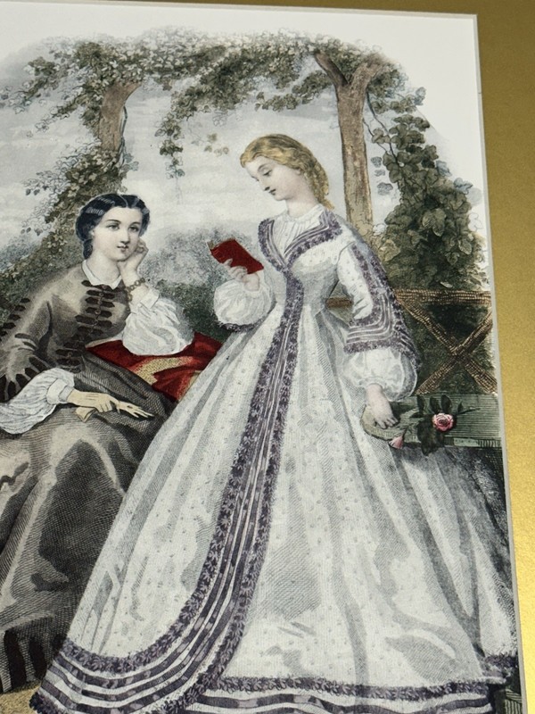 Antique Ladies Women Fashion 1862 La Mode Illustree No. 223 Paris Matte No Frame gallery