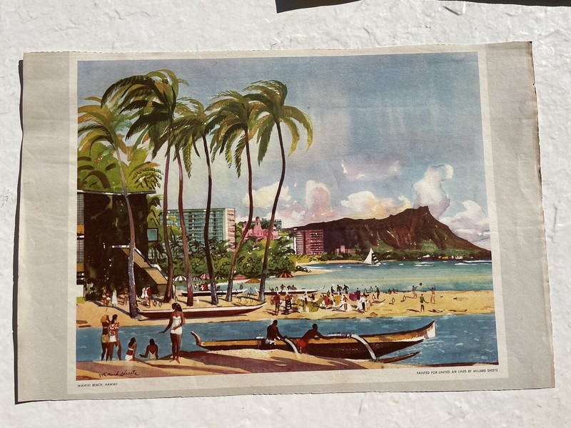 Waikiki Beach Hawaii Millard Sheets 1950 Advertisement United Airlines