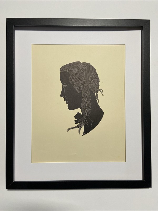 Eric Gill Framed Engraving the Plait a portrait of Petra the artist’s daughter