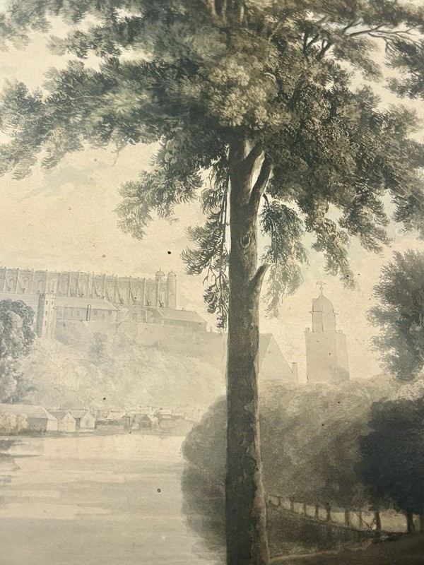 Rare 1819 Hand-Colored Aquatint Etching Of Windsor Castle Gendall / Sutherland gallery