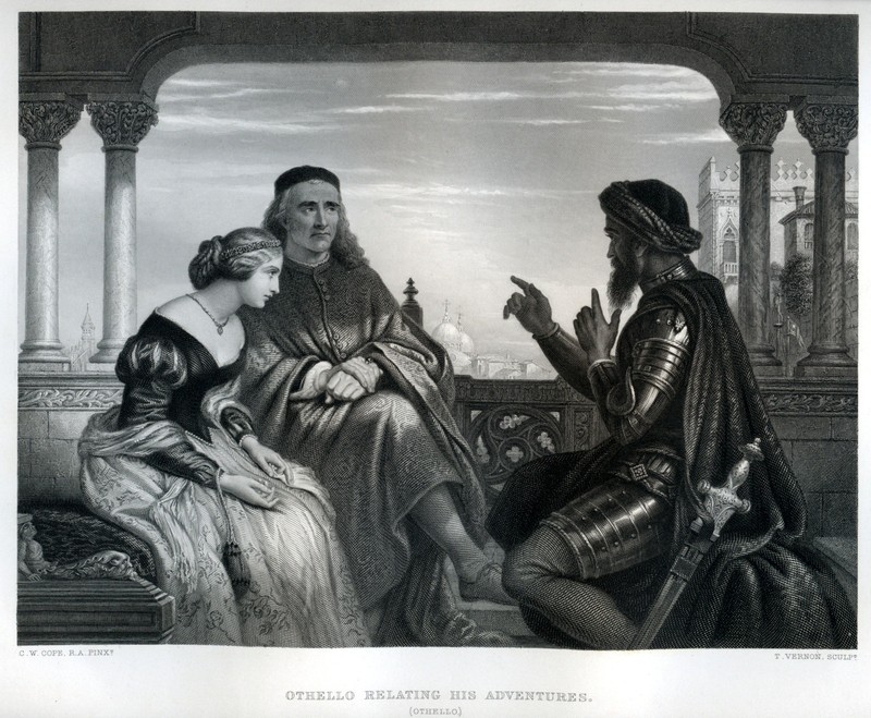 Antique 1876 Shakespeare illustration – Othello Adventures, fine steel engraving