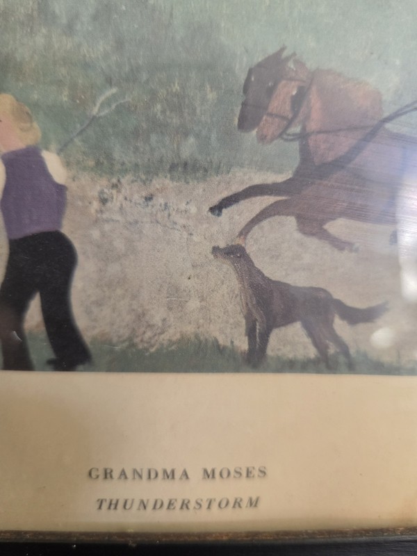 Grandma Moses " The Thunderstorm" Framed Print 17”X 14.5” Art in America Comp gallery