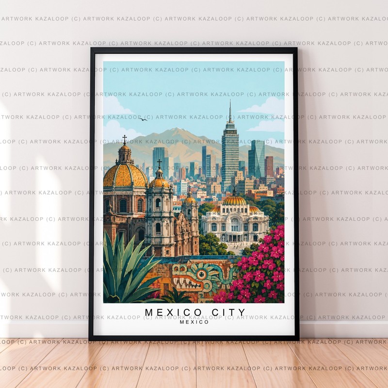 Historic Mexico City Print Unframed Architecture Illustration Art Mexico Poster