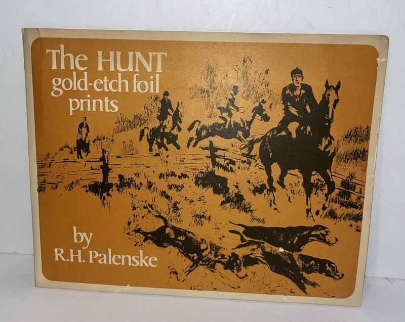 VTG The Hunt Gold-Etch 3 Foil Prints by R.H. Palenske Hunting Brown & Bigelow