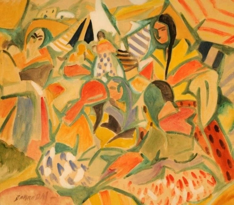 Gypsy Camp Circa 1918 Rafael Barradas VINTAGE painting poster print