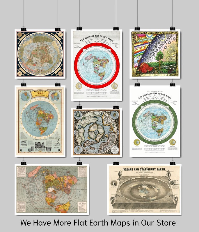 1944 Flat Earth Air Age Map of the World Wall Art Poster Print Home Decor Office gallery