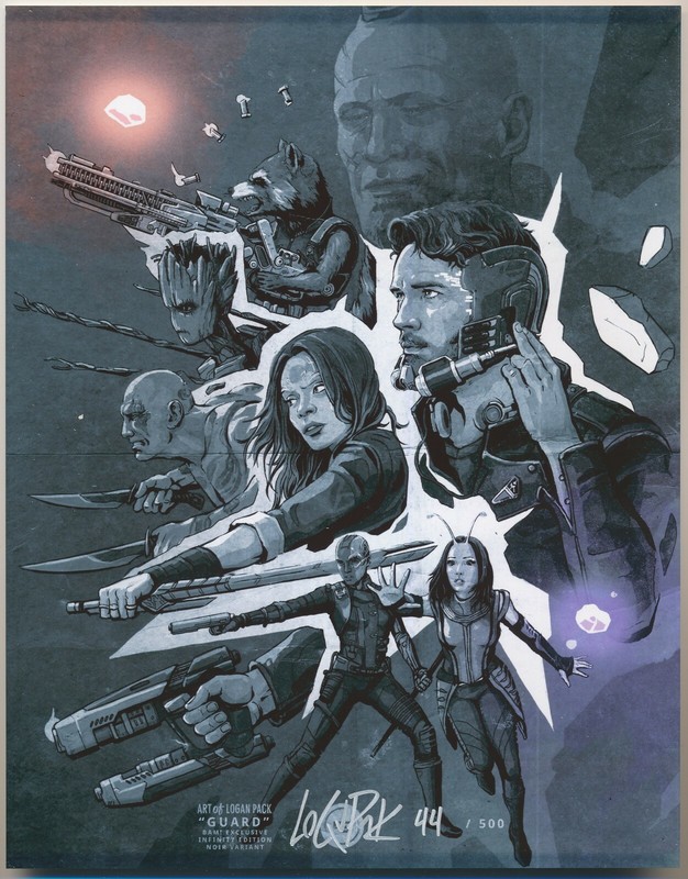INFINITY WAR PART 2/3 NOIR VARIANT BAM BOX ART PRINT 8×10 LE 44/500 LOGAN PACK